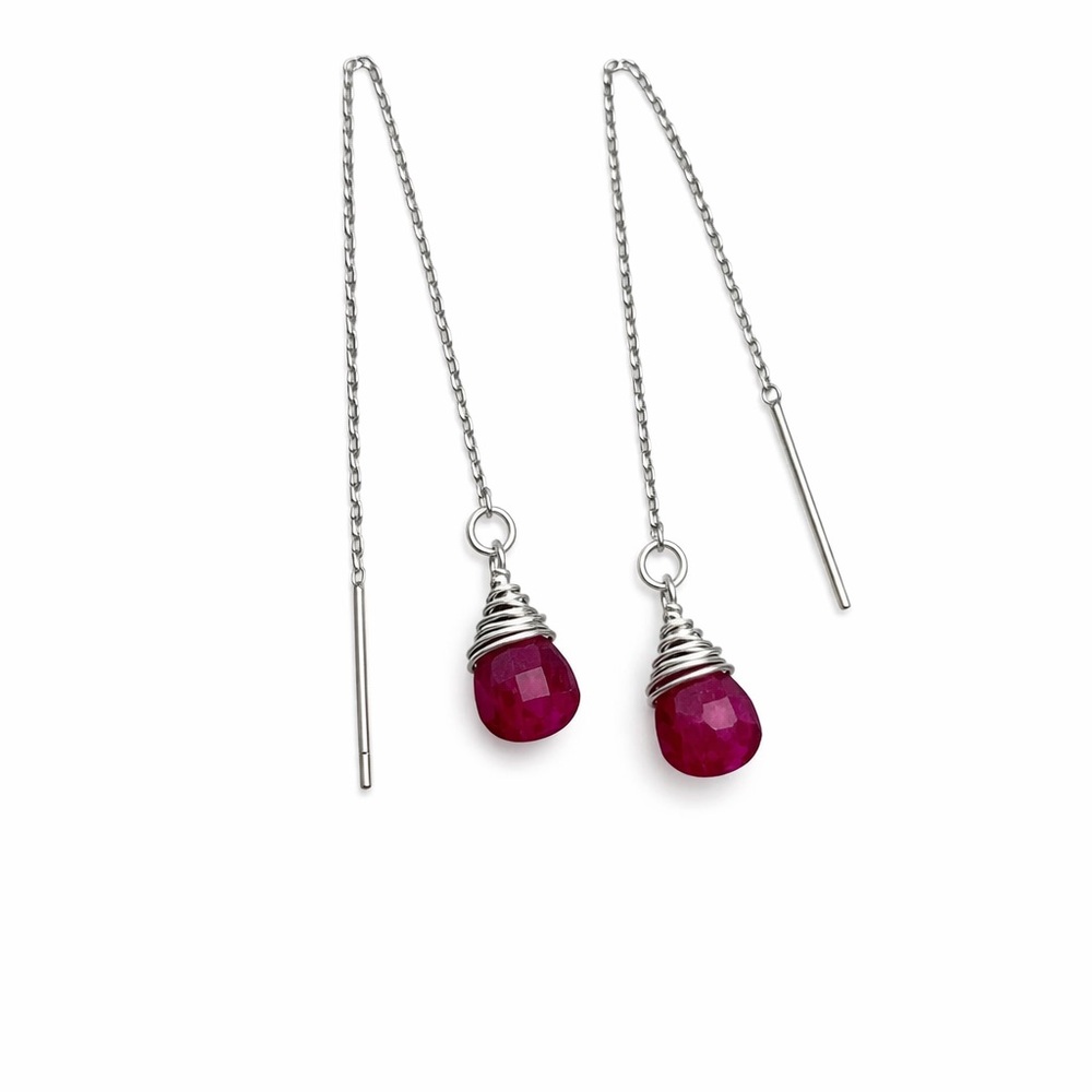 Ht9020 Ruby Threader Earrings - image 1